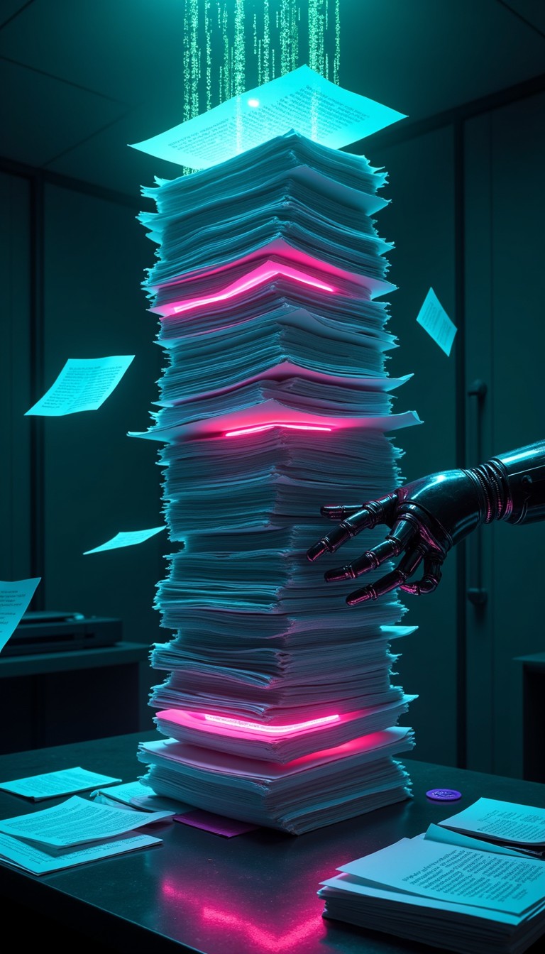 Free Neon Document Tower Image - Cyberpunk, Paperwork, Neon | Download ...