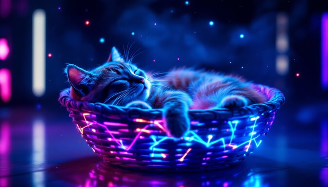 Free Neon Cat Dreams Image - Cat, Cyberpunk, Neon | Download at StockCake
