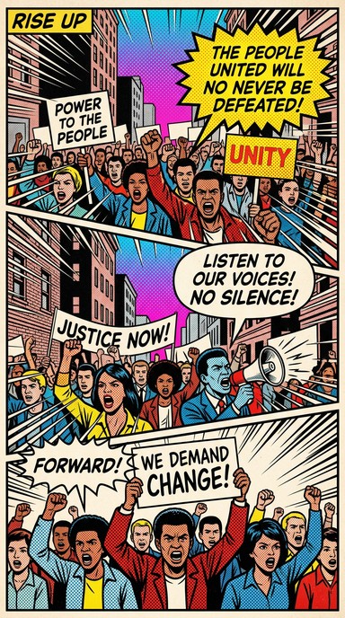 Free Voices Rise Together Image - Protest, Crowd, Comic | Download at ...