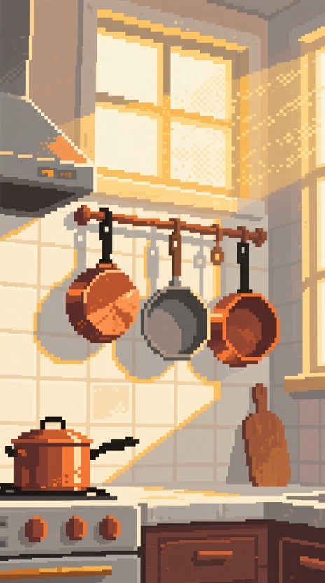 Free Golden Kitchen Glow Image - Kitchen, Pixel, Art | Download at ...