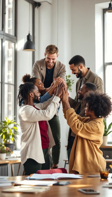 Free Team Celebrates Success Image | Download at StockCake