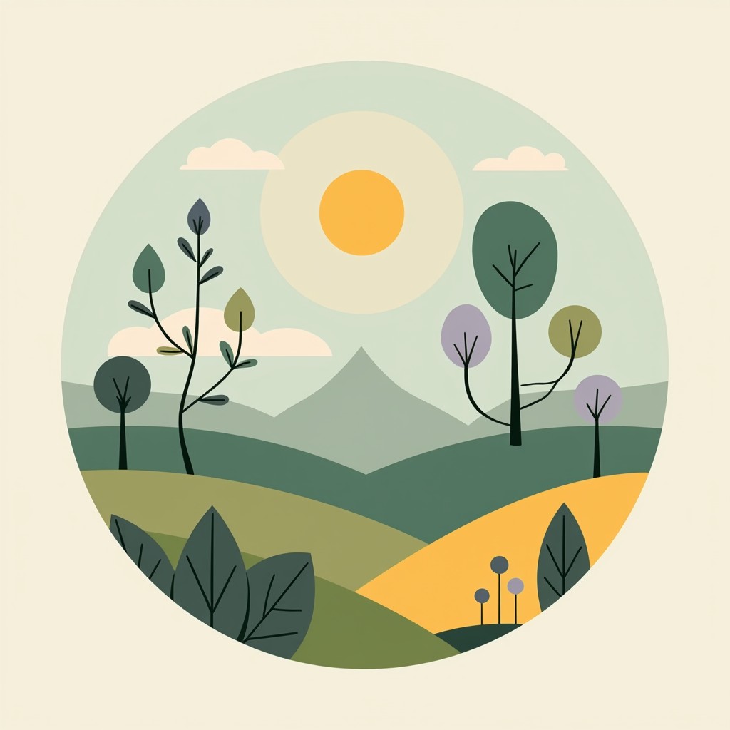 Free Serene Circular Landscape Image - Minimalist, Landscape, Circular ...