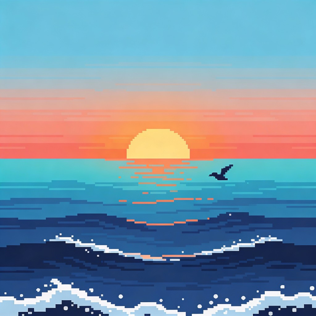 Free Pixel Sunset Serenity Image - Pixel, Art, Seascape | Download at ...