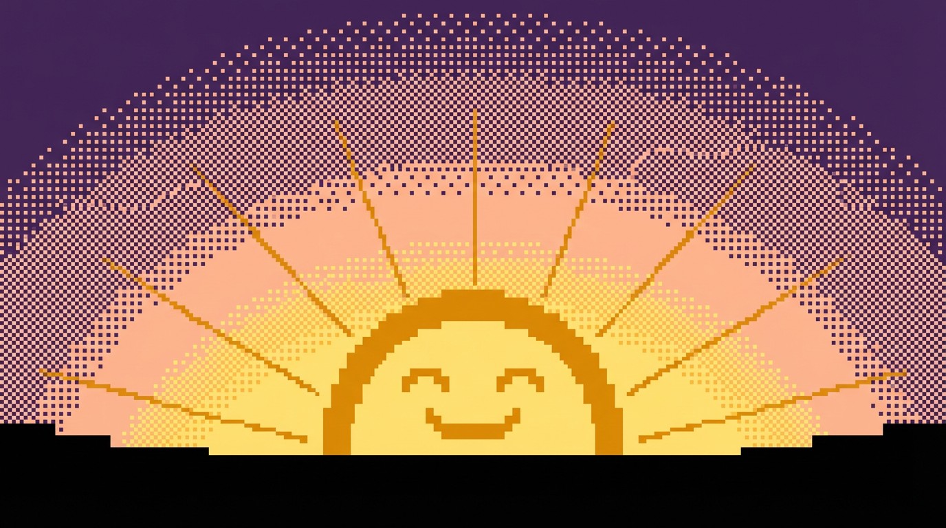 Free Smiling Golden Sunrise Image - Sunrise, Pixel, Minimalist ...