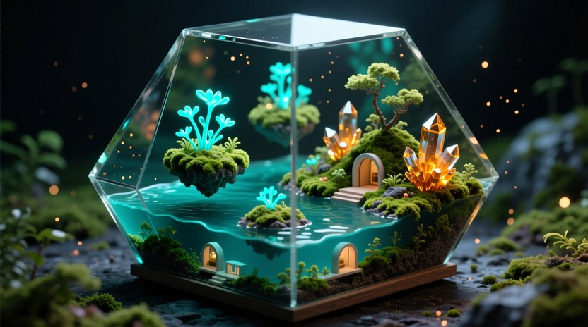Free Luminous Crystal Ecosystem Image - Terrarium, Ecosystem, Crystal ...