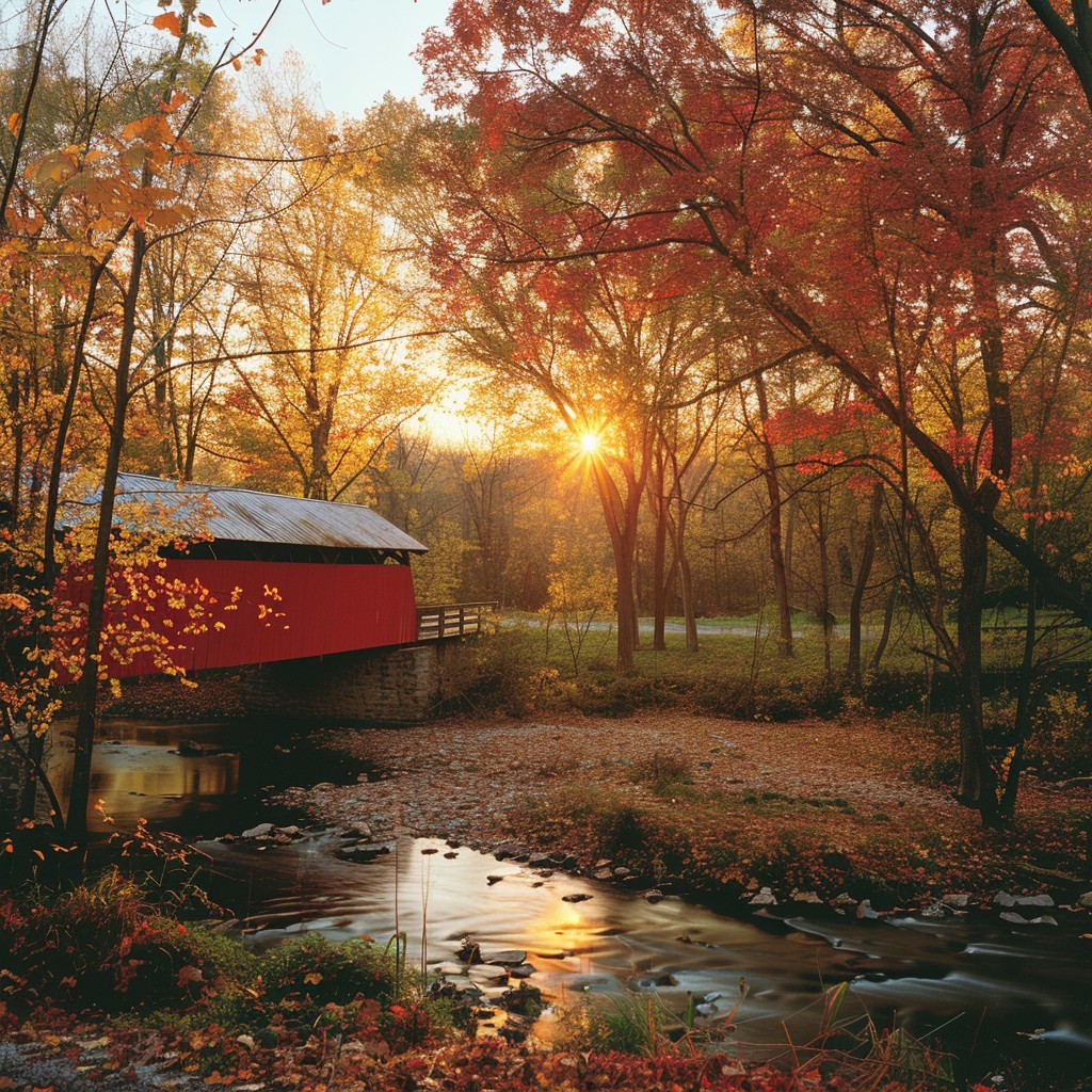 Free Autumn Bridge Scene Image - Autumn, Bridge, Sunset | Download at ...