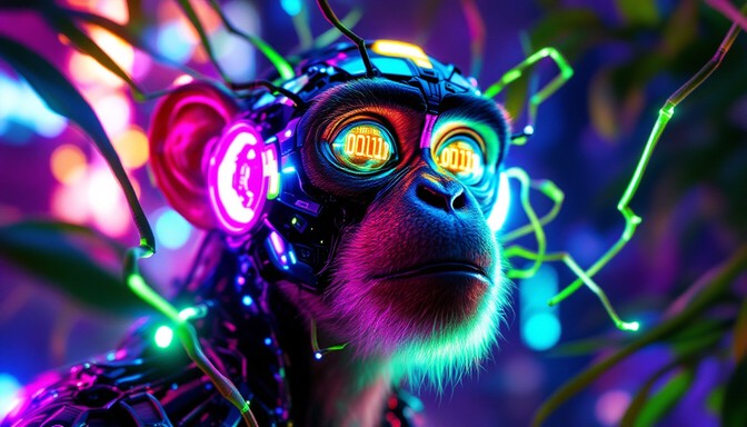 Free Digital Monkey Mind Image - Cyberpunk, Monkey, Neon | Download at ...