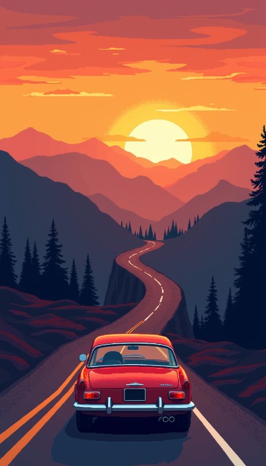 Download Sunset Mountain Drive Image - Journey, Beetle, Sunset | StockCake