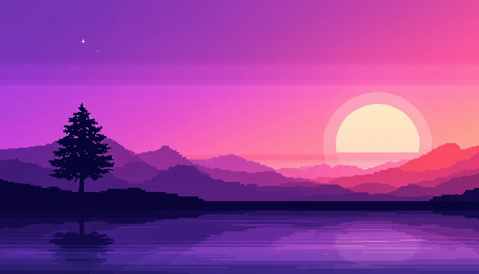 Free Pixel Sunset Serenity Image - Pixel, Art, Landscape | Download at ...