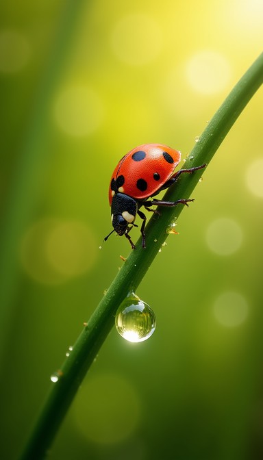 Free Ladybug's dewy journey Image - Ladybug, Insect, Dewdrops ...