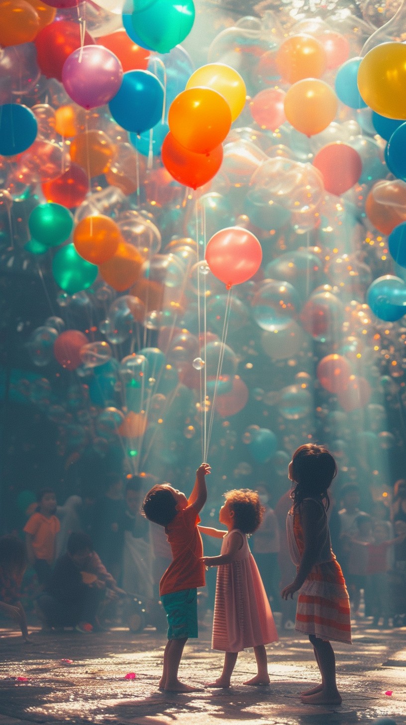 Free Children Chasing Balloons Image - Children, Balloons, Joy ...