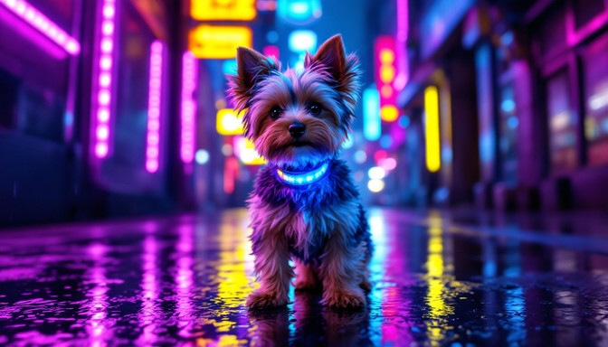 Perro Neon Free Neon Puppy Dreams Image - Cyberpunk, Neon, Yorkie | Download at ...