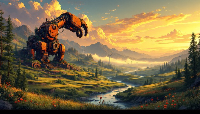 Free Nature Reclaims Technology Image - Pixel, Robot, Landscape ...