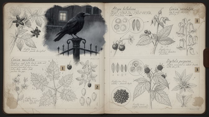 Botanical Evidence Examples Free Nocturnal Botanical Investigation Image - Crow, Botanical, Sketch ...