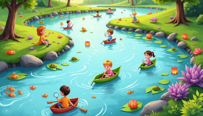 Free Magical Riverside Adventure Image - Whimsical, Children, River ...