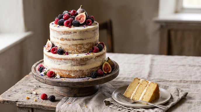 Download Rustic Naked Cake Image - Cake, Rustic, Dessert | StockCake