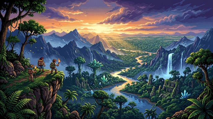 Free Retro Adventure Landscape Image - Exploration, Adventure, Pixel ...