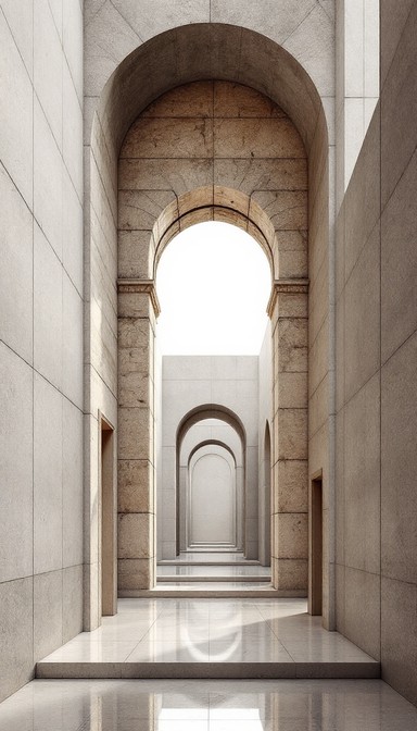 Stone Path Texture Long Ancient stone archway stands within modern concrete corridor creating ...