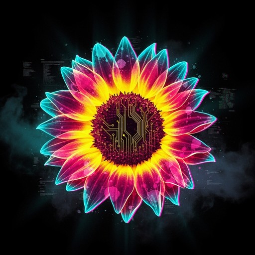 Free Neon Sunflower Glow Image - Sunflower, Neon, Cyberpunk | Download ...