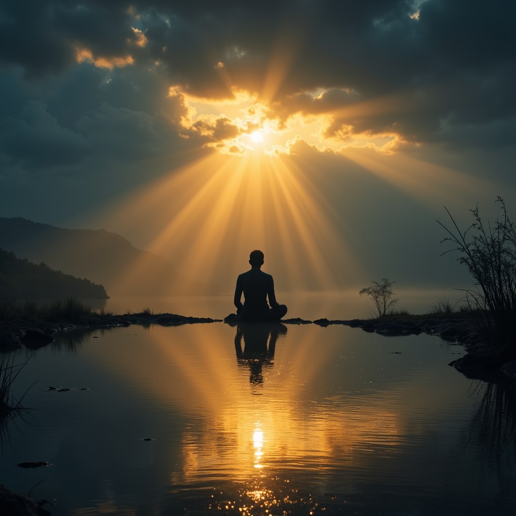 Free Sacred Golden Stillness Image Meditation Sunbeams Reflection