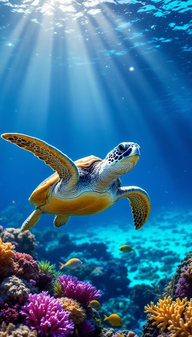Free Turtle Ascending Gracefully Image - Turtle, Ocean, Underwater ...