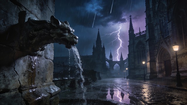 Download Stone Guardian Storm Image - Gargoyle, Gothic, Rain | StockCake