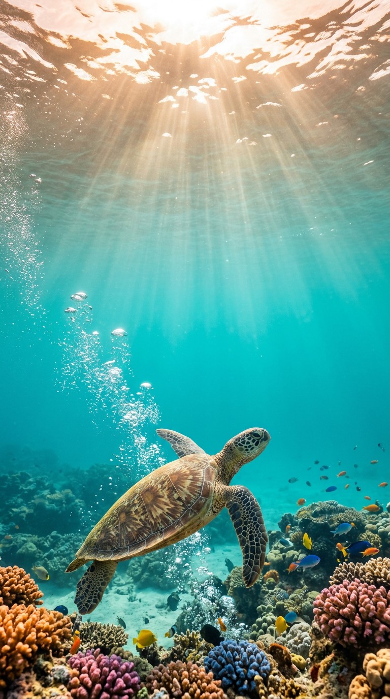 Free Turtle Ascending Gracefully Image - Turtle, Ocean, Underwater ...