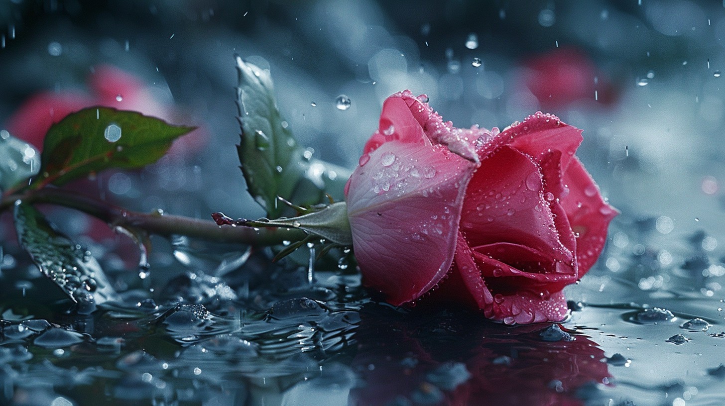 Pink Roses Rain Mist Free Rain-soaked Pink Rose Image - Rose, Rain, Petals | Download at ...