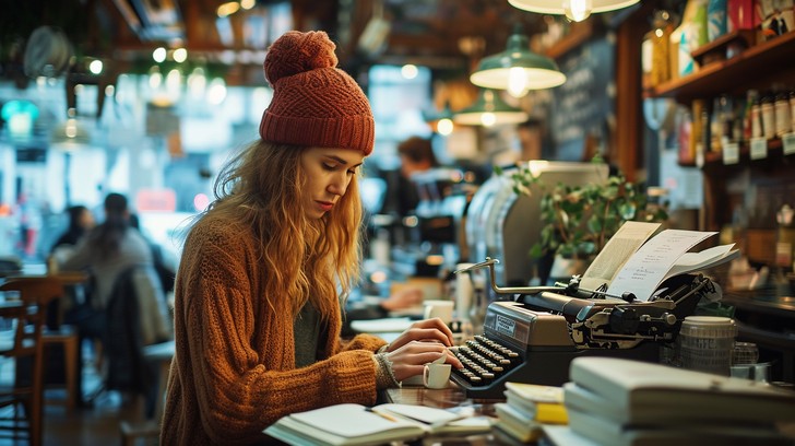 Free Focused Bookkeeping Moment Image - Woman, Bookkeeping, Cafe ...