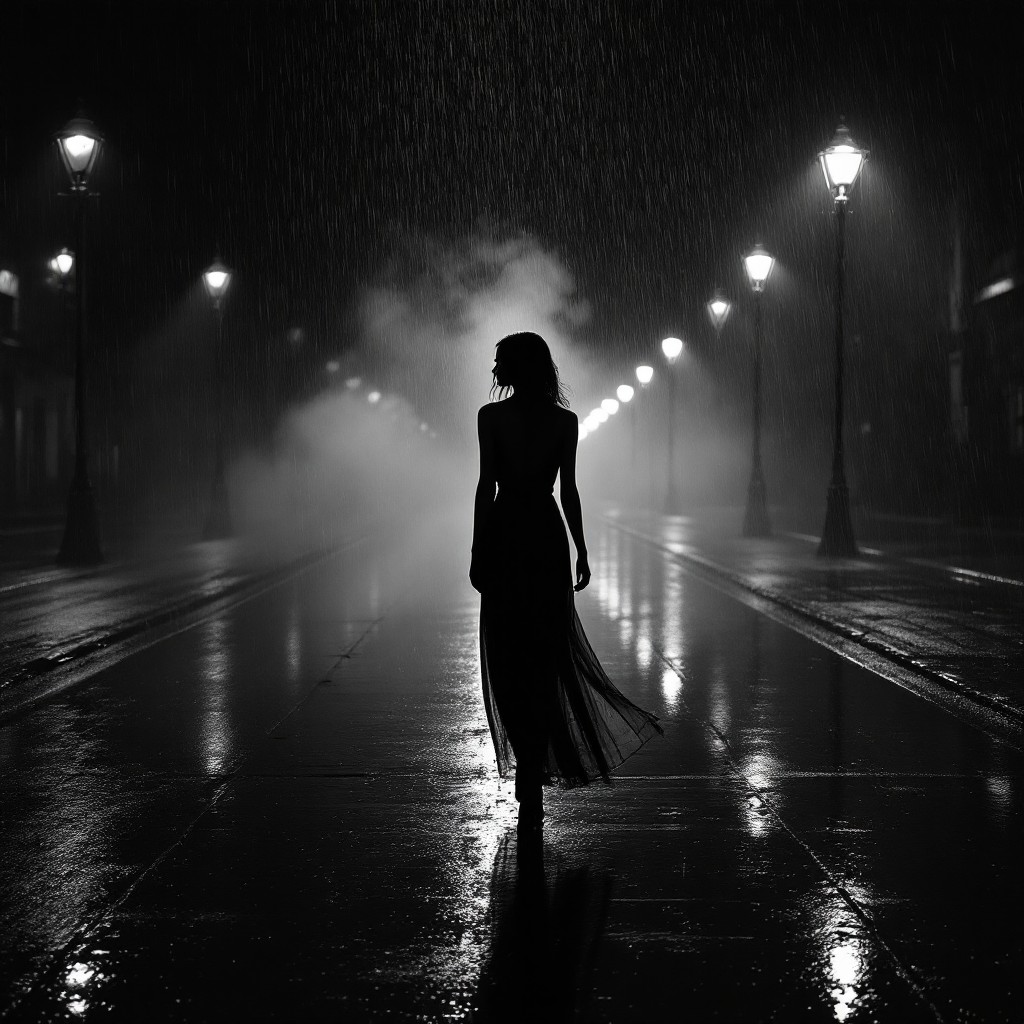 Free Noir Street Ballet Image - Noir, Rain, Night | Download at StockCake