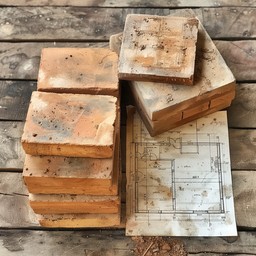 Free Bricks on Blueprint Image - Construction, Bricks, Blueprints ...