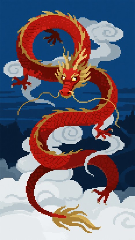 Free Mystic Dragon Spirals Image - Dragon, Pixel, Red | Download at ...