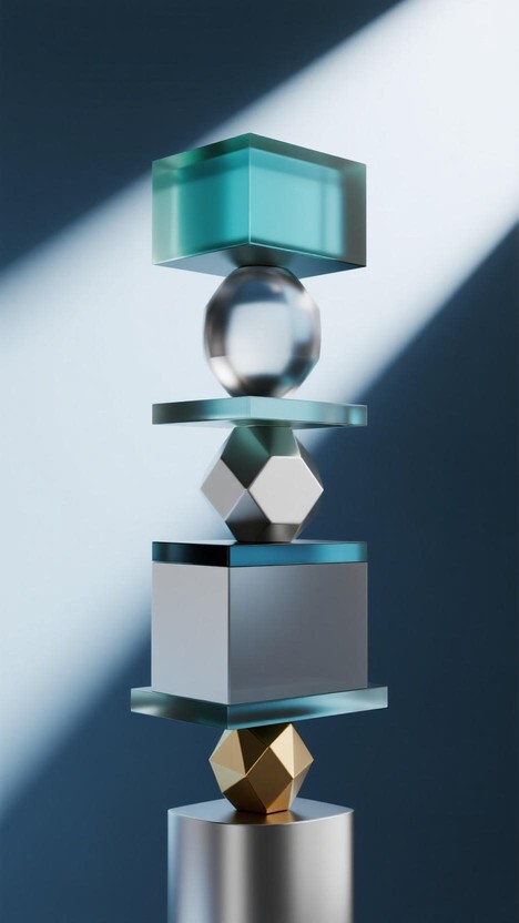 Free Stacked Luminous Cubes Image - Geometric, Reflective, Totem ...