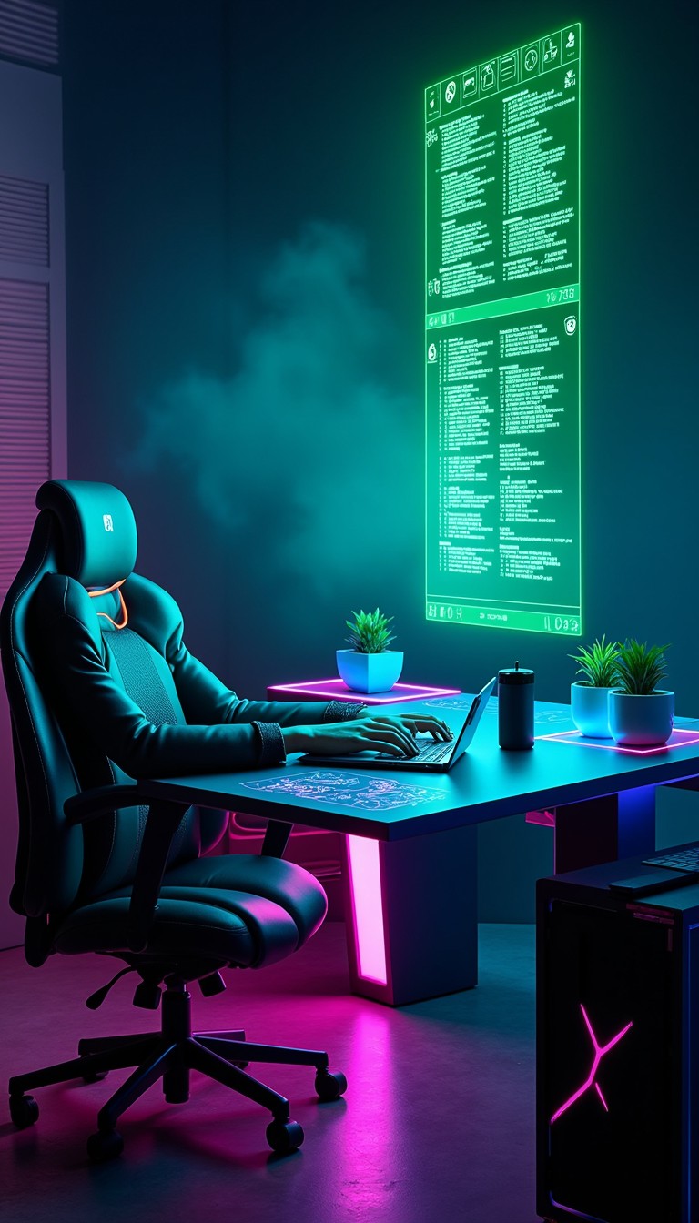 Free Neon Coder Setup Image - Cyberpunk, Neon, Programmer | Download at ...