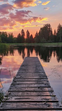 Free Sunset Lake View Image - Sunset, Lake, Forest | Download at StockCake