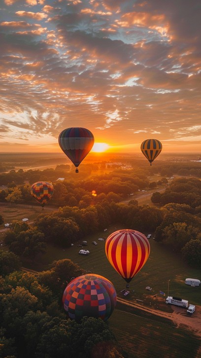 Free Sunrise Balloon Ride Image - Balloons, Sunrise, Landscape ...