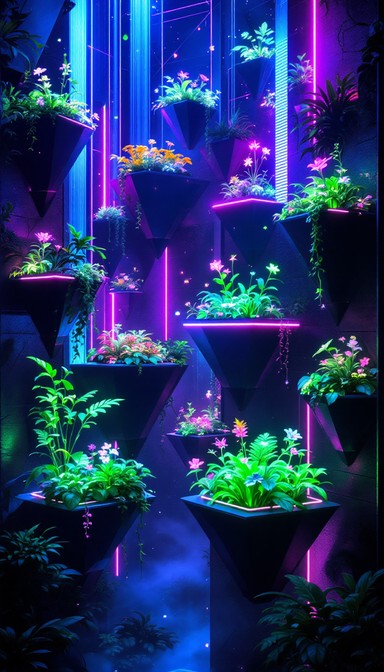 Free Luminous Digital Ecosystem Image - Cyberpunk, Bioluminescent ...