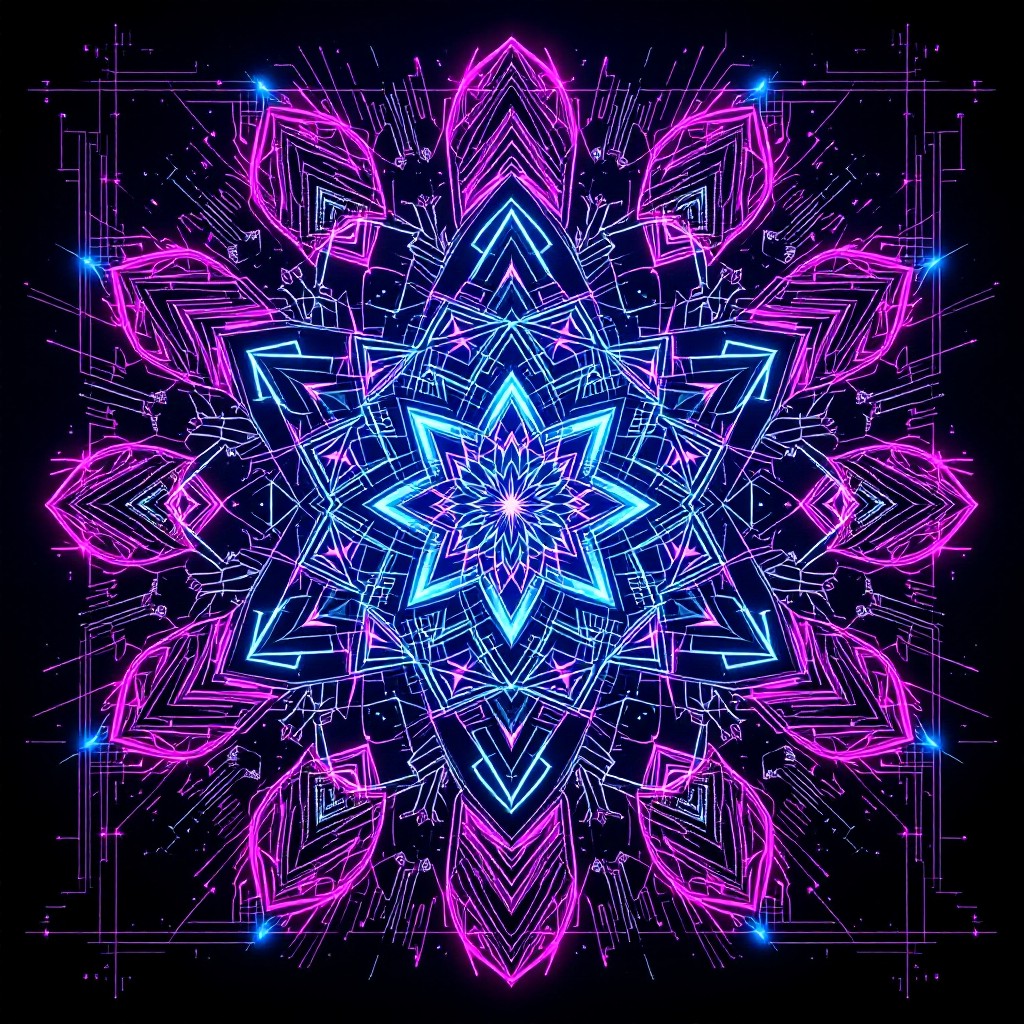 Geometry Neon Background Free Neon Sacred Geometry Image - Mandala, Cyberpunk, Holographic ...