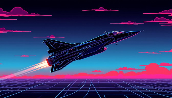Free Neon Pixel Flight Image - Synthwave, Jet, Aircraft | Download at ...