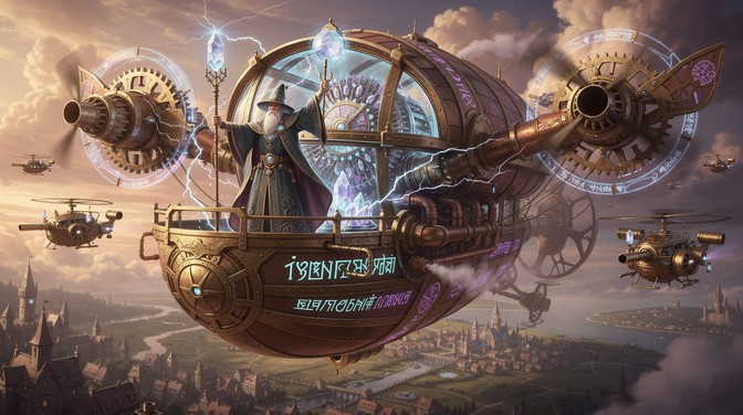 Free Steampunk Magic Voyage Image - Steampunk, Wizard, Airship ...