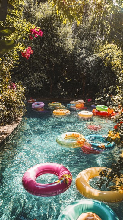 Sunlit Float Free Colorful pool floaties Image - Pool, Vibrant, Backyard | Download ...