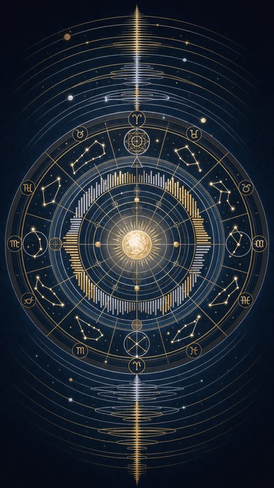 This vertical astrology illustration turns a round zodiac chart into a ...