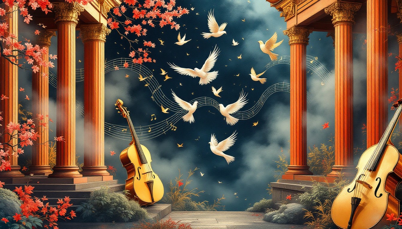 Free Music Meets Nature Image - Violin, Doves, Columns | Download at ...