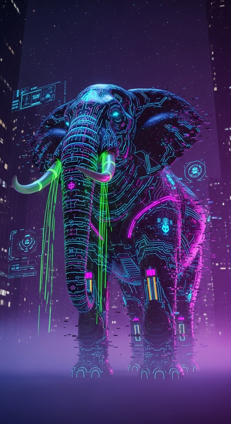 Tech Elephant Free Neon Techno Elephant Image - Cybernetic, Elephant, Neon | Download ...