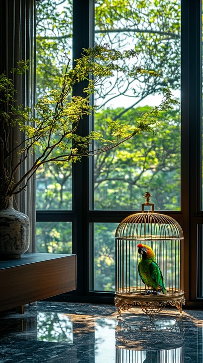Free Parrot in Cage Image - Parrot, Cage, Living Room | Download at ...