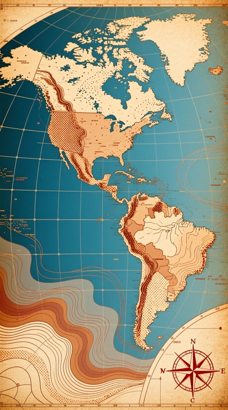 Free Vertical Americas Map Image - Continental, Watercolor, Topographic ...
