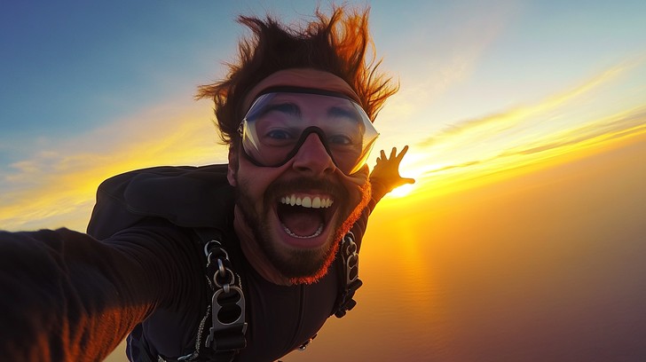 Free Skydiving Sunset Selfie Image - Skydiving, Sunset, Selfie ...
