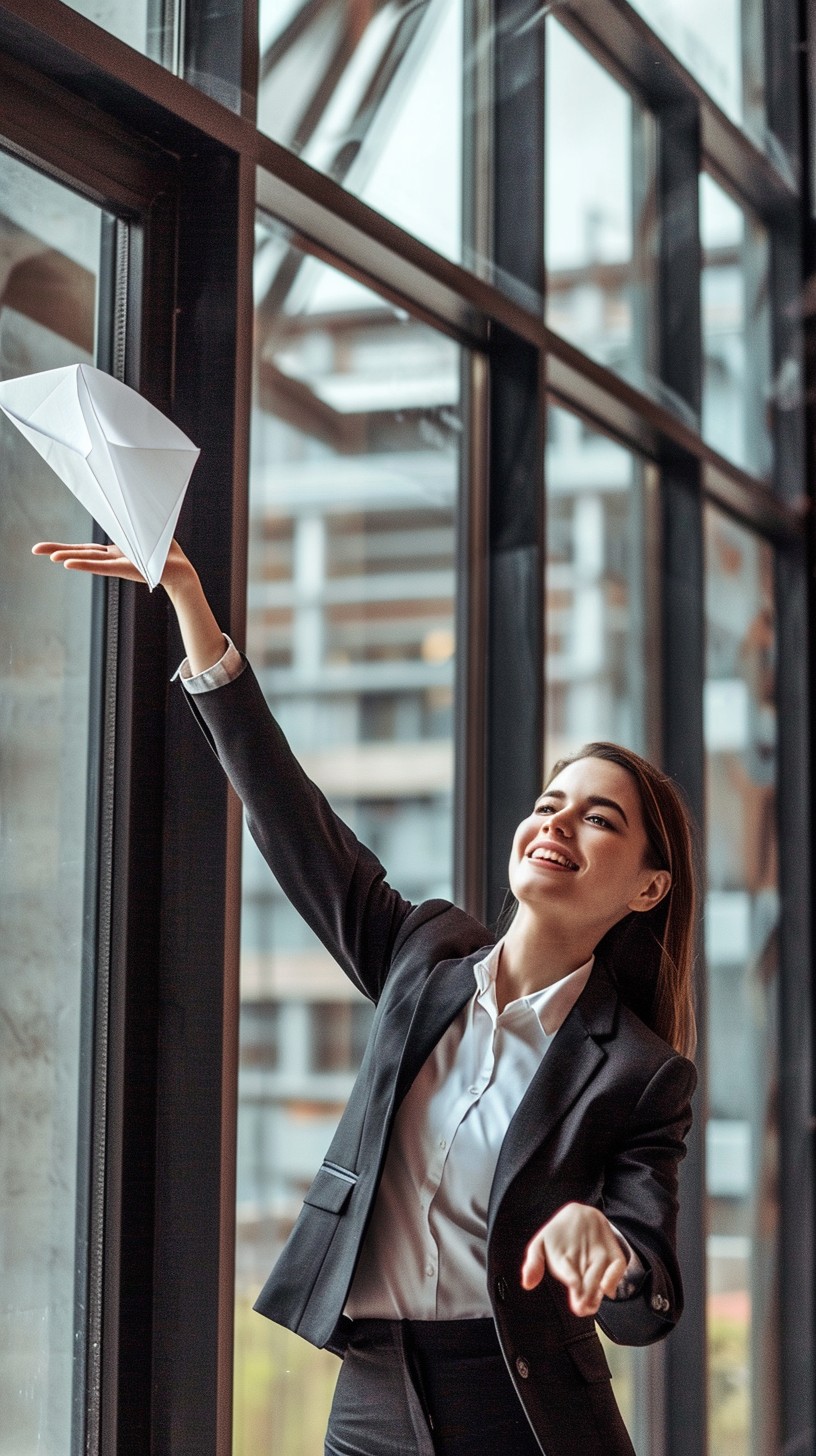 Paper Launch Picture Free Joyful Paper Launch Image - Businesswoman, Paper Airplane, Joy ...