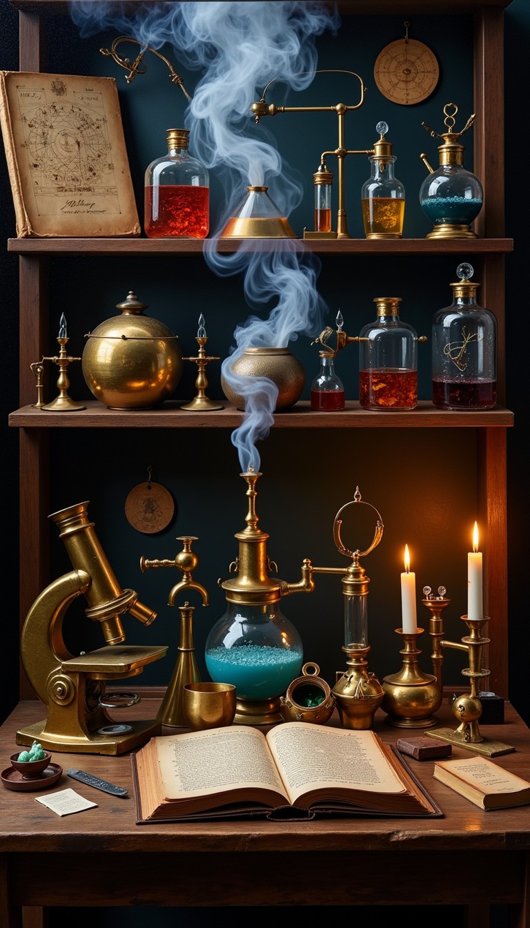 Free Illuminated Alchemist's Workshop Image - Alchemy, Laboratory ...