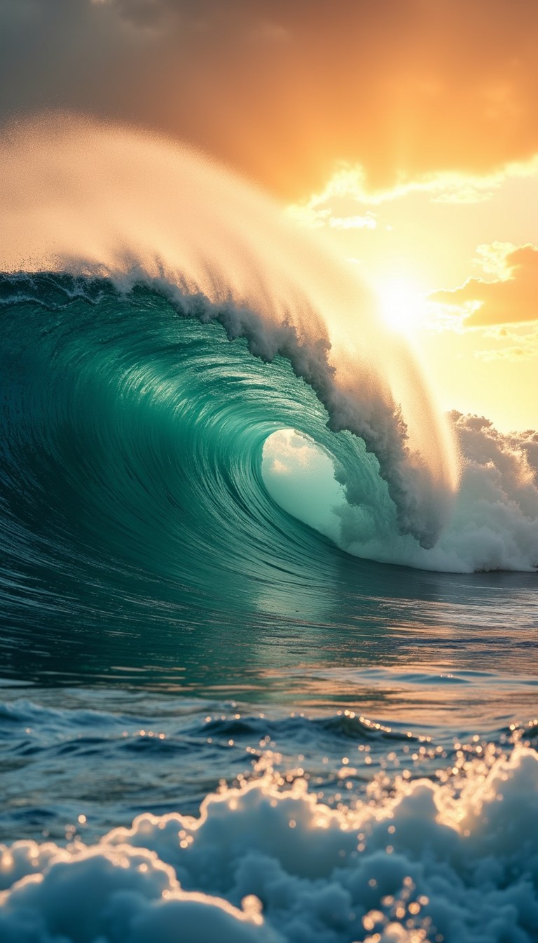 Wave Inage Free Majestic Teal Wave Image - Wave, Ocean, Sunset | Download at StockCake